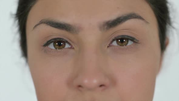 Close Up of Blinking Eyes of Indian Woman