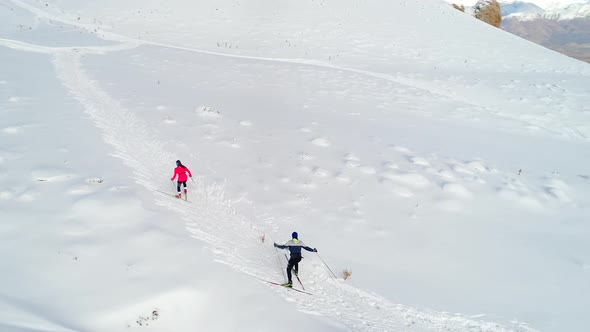 Aerial footage Mountain Ski