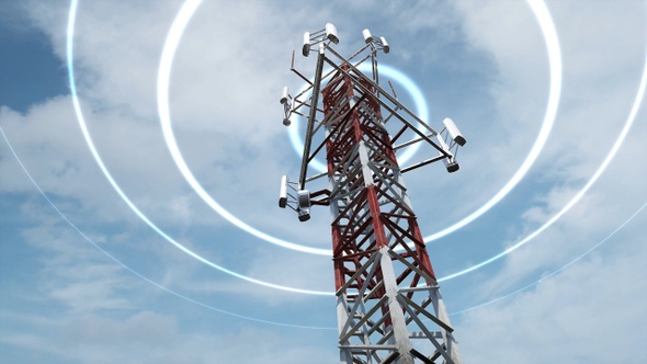 A communication tower that emits radio waves