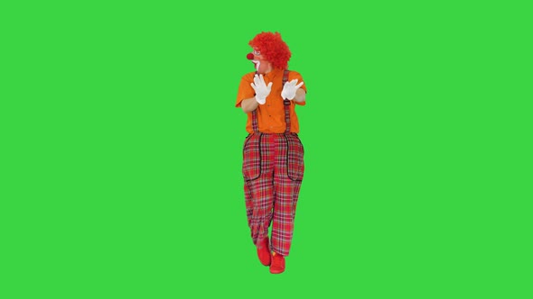 Clown Walking and Dancing Really Cool on a Green Screen Chroma Key