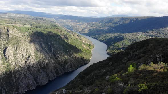 Aerial View. River Sil Canyon, Galicia Spain