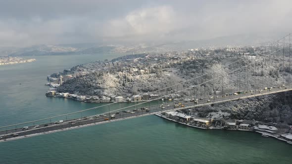 Aerial view of Istanbul in wintertime, Istanbul, Turkey.