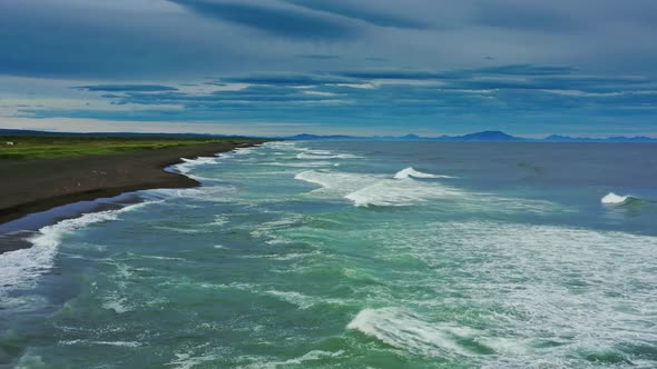 Beach with Black Sand on Kamchatka