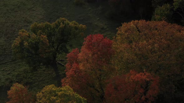 Beautiful fall autumn leaves colorful mountain vista aerial in new england USA