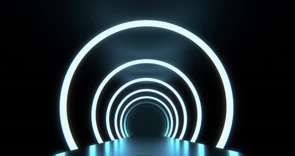 Neon Circles Tunnel - 4K