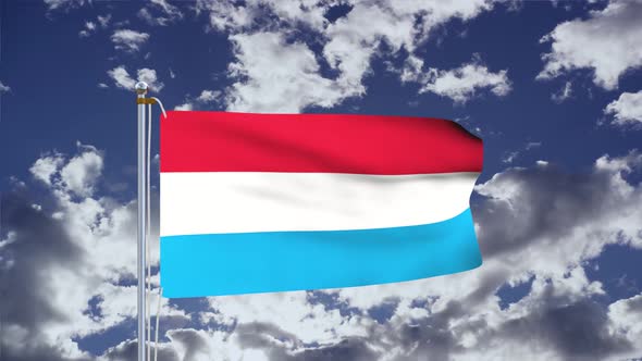 Luxembourg Flag Waving 4k