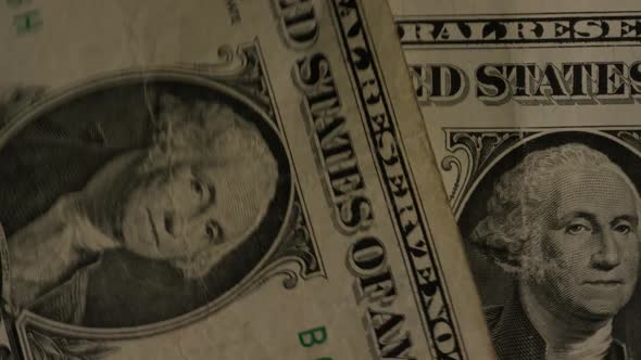 Rotating shot of American money (currency) 