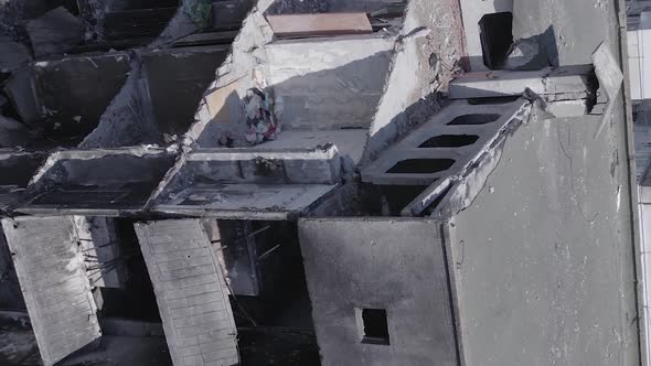 Vertical Video of a House Destroyed By the War in Ukraine