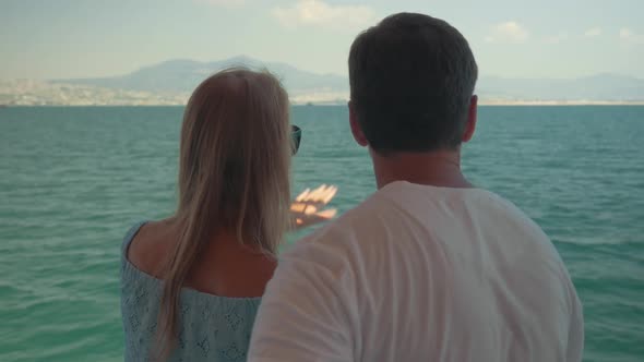 Couple Enjoying Sea Travel and Taking Selfie