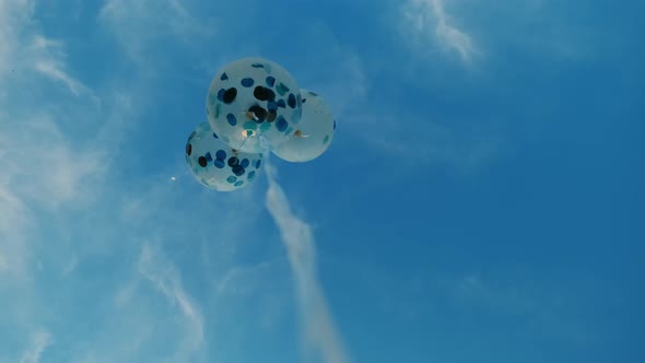 Bottom View on Balloon on a Background of Blue Sky