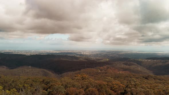 Adelaide Countryside Aerial Panorama From Mount Lofty Conservation Park Australia From Drone