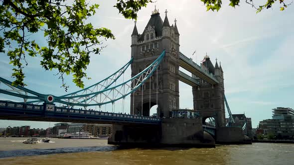 Tower Bridge, located on the River Thames in London, England, UK
