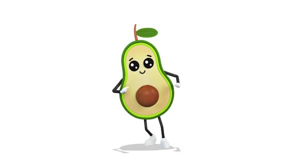 Avocado Dancing An Ice Baby Dance on White Background
