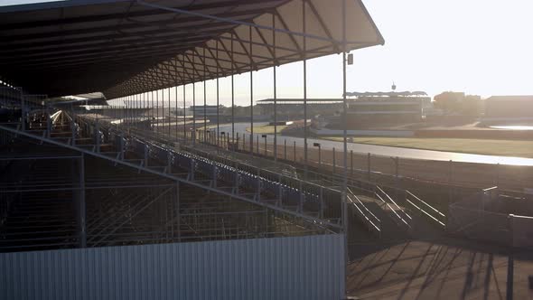 Grandstand View over Silverstone Race Track at Sunrise