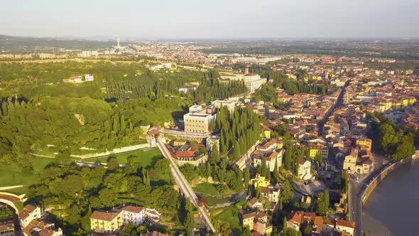 Panorama of Verona Historical City Centrebridges Across Adige River