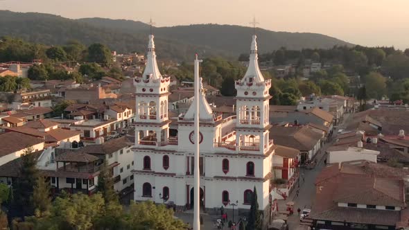 Aerial View Of Parroquia de San Cristóbal At Mazamitla Town In Jalisco, Mexico.