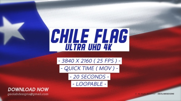 Chile Flag - Ultra UHD 4K Loopable