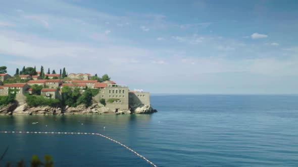 Sveti Stefan Is a Tourist Town By the Sea. Montenegro. Day