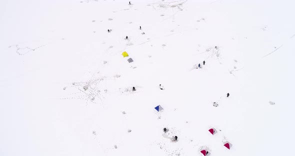 Aerial View of Winter Fishing alt