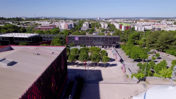 Buildings and rooftops in Montpellier, France.