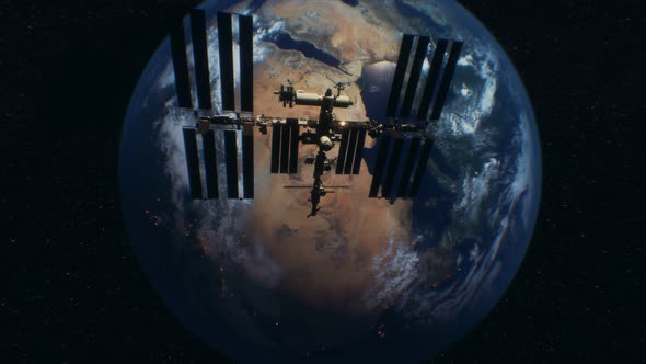 International Space Station in Outer Space Over the Planet Earth Orbit alt