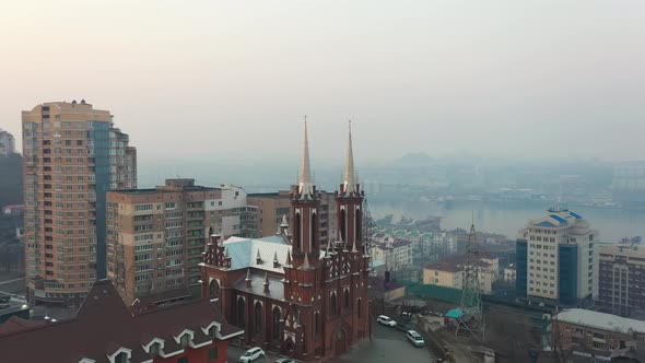 Beautiful Catholic Church of the Most Holy Theotokos at Sunrise