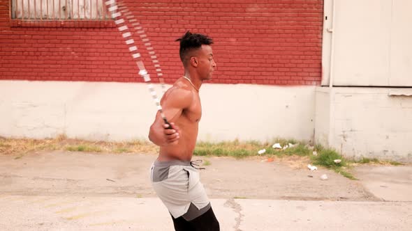 African American Man working out in Los Angeles