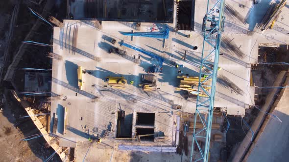 Workers On Construction Site Aerial / Videohive