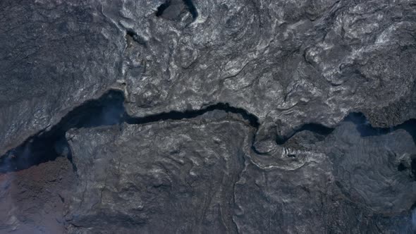 Aerial Birds Eye Overhead Top Down View of New Lava Field