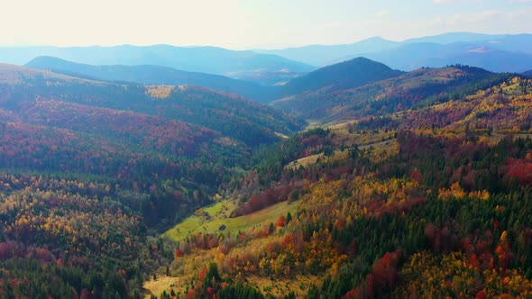 Aerial Drone Video Flying Over Carpathians Mountains, Ukraine, Europe