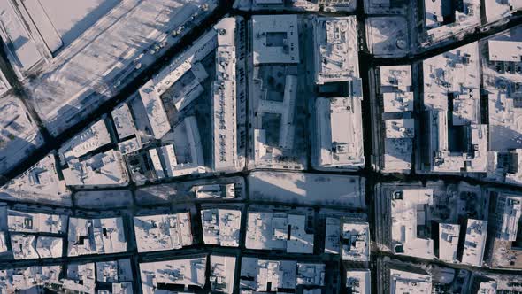 4K winter City Montreal House Birds eye view Drone-001