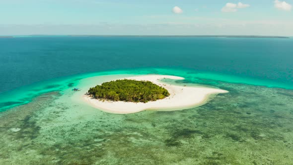 Tropical Island with Sandy Beach. Balabac, Palawan, Philippines.