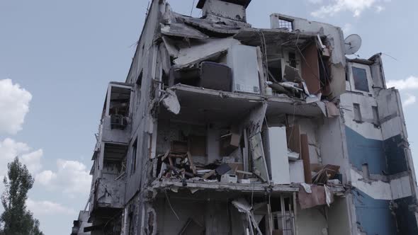 Multistorey Building Bombed During the War in Ukraine