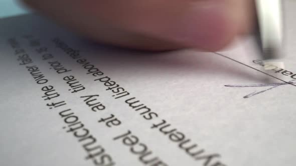 Businessman Sign Signature on Document Contract Paper at Office Desk