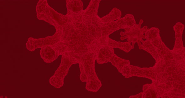 Red Background 3d Simulation of Corona Virus alt