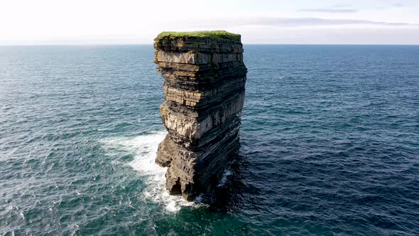 Aerial View of the Dun Briste Sea Stick at Downpatrick Head County Mayo  Republic of Ireland