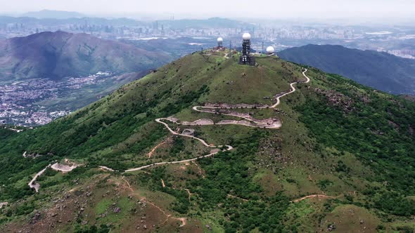 Aerial view of Tai mo shan military radar at Tai Mo Shan, Hong Kong