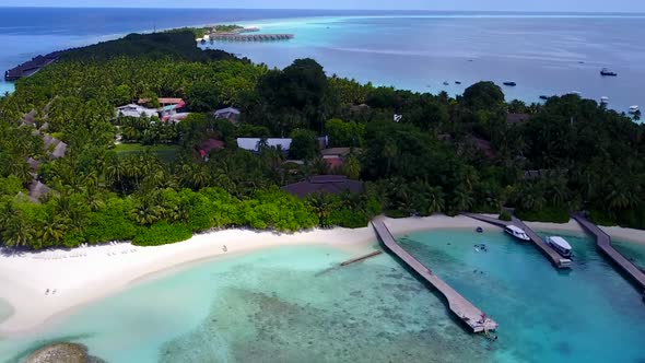 Drone view sky of marine seashore beach by blue ocean with sand background