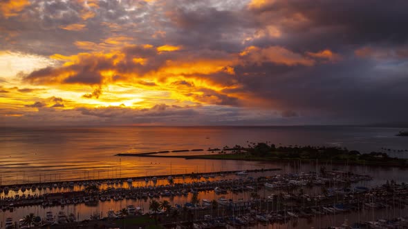 Honolulu Hawaii Sunset Clouds Time Lapse