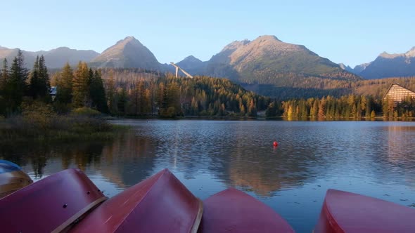 Picturesque Autumn View of Lake Strbske Pleso in High Tatras National Park