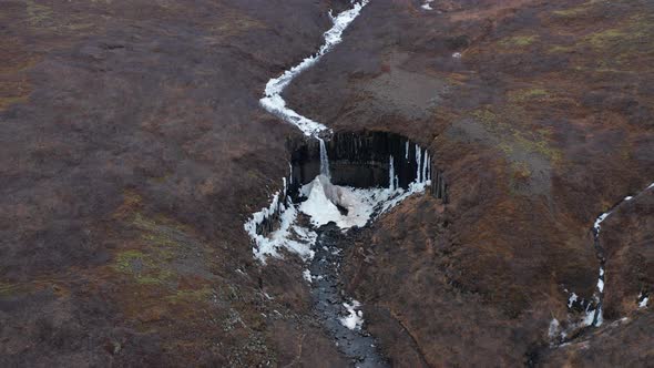 Svartifoss Waterfall and Basalt Lava Columns Epic Landscape