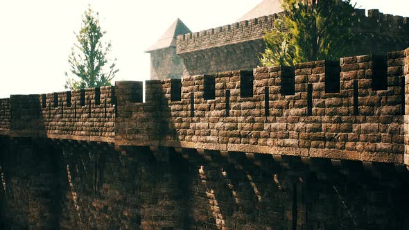 Old Castle Walls at the Sunset