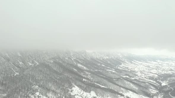 Mountain ridge of Veliki Krs by winter 4K aerial video