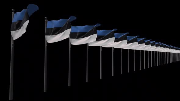 Row Of Estonia Flags With Alpha 2K