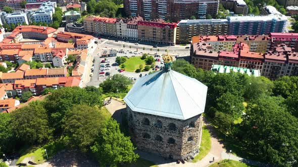 Colorful City And Old Swedish Architecture In Gotenborg, Sweden - aerial shot