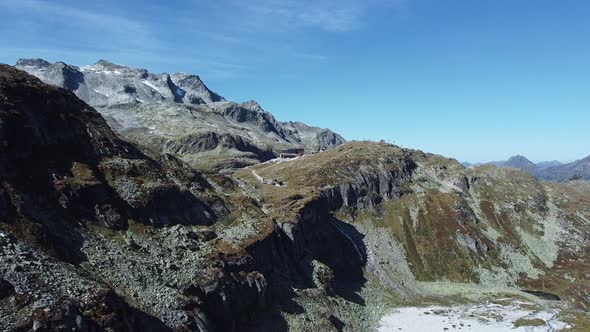 Drone flight in the Alps in the middle of the untouched nature of the Hohe Tauern National Park