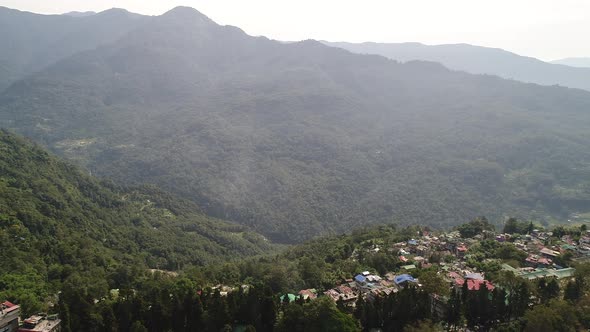 Gangtok city in Sikkim in India seen from the sky