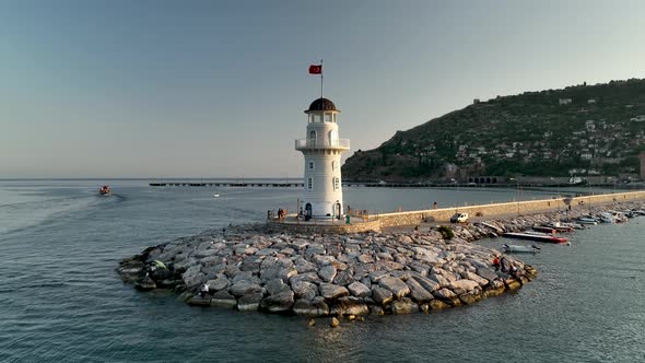 Light House Aerial view 4K Turkey Alanya