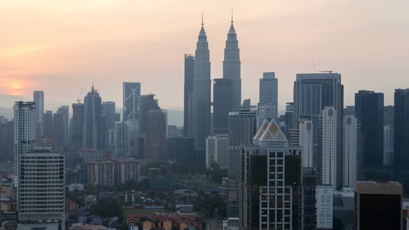 Kuala Lumpur Cityscape Sunrise Sunshine Timelapse Skyscrapers Panorama