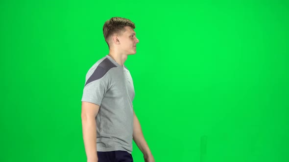 Guy Walking on a Green Screen, Chroma Key